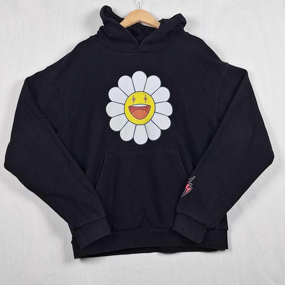 J Balvin Takashi Murakami Flower Graphic Hoodie Black XL
